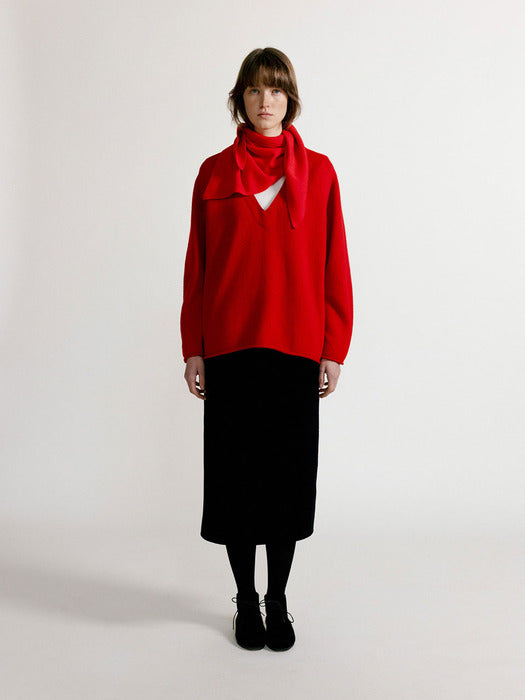 [nothing written] Triangle cashmere muffler (Red)