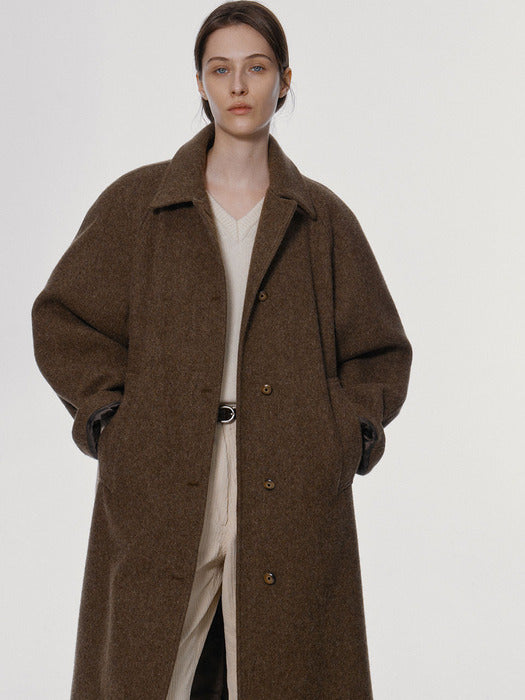 [nothing written] Wool balmacaan coat (Taupe)
