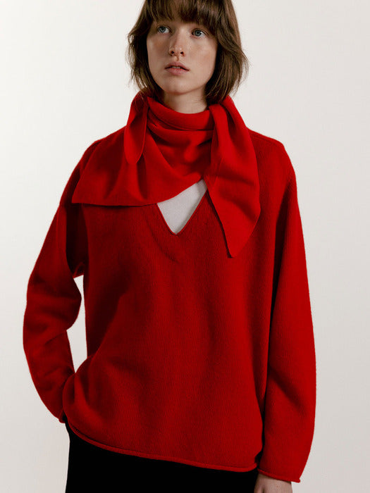 Cerin deep v-neck pullover (Red)