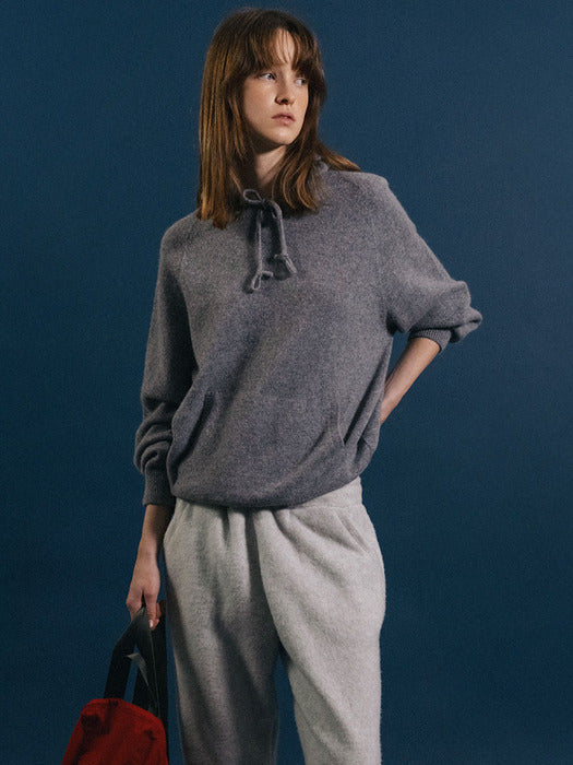 Casta knit hoodie sweater (Gray)
