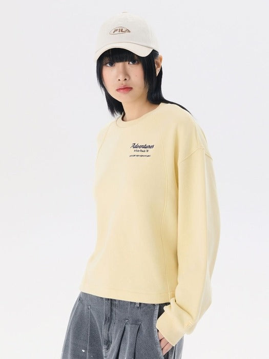 Semi-Cropped Small Graphic Crewneck Sweatshirt_FS2POG3152F_BTY