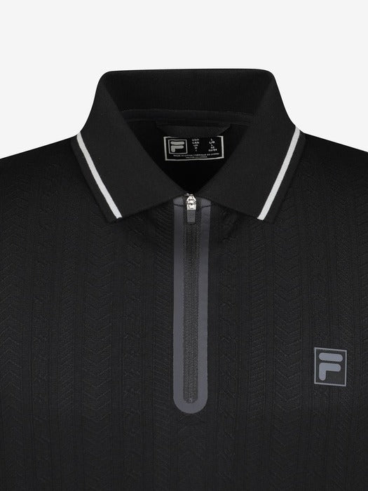 CASA FILA Cable Knit Collar Tee_FS2TSG3392M_BLK