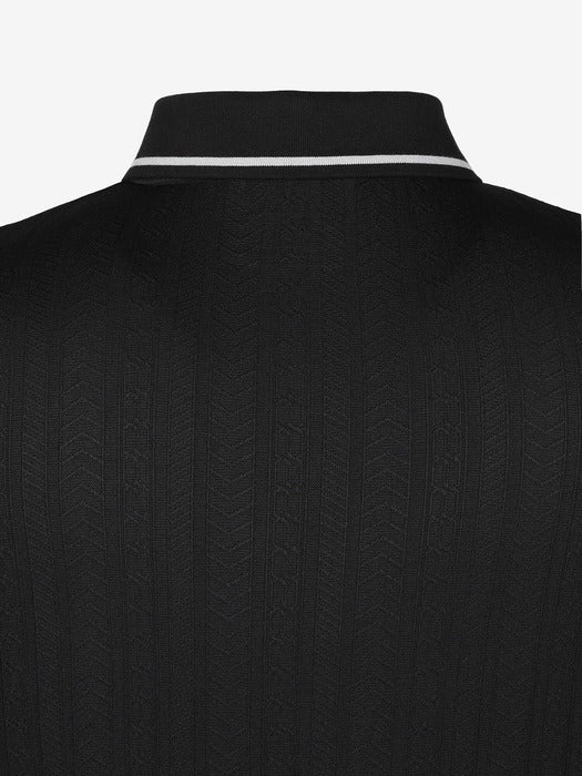 CASA FILA Cable Knit Collar Tee_FS2TSG3392M_BLK