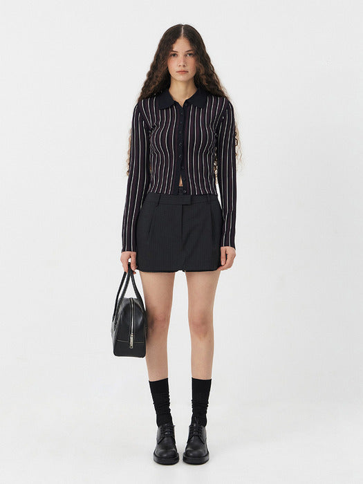 Grove 25Ps Chard Stripe Button Knit