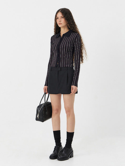 Grove 25Ps Chard Stripe Button Knit