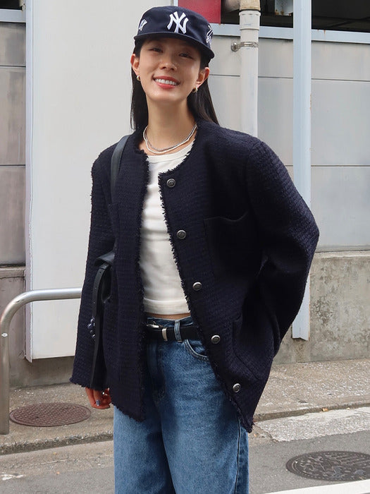 Loeuvre [EXCLUSIVE] Oversized tweed jacket