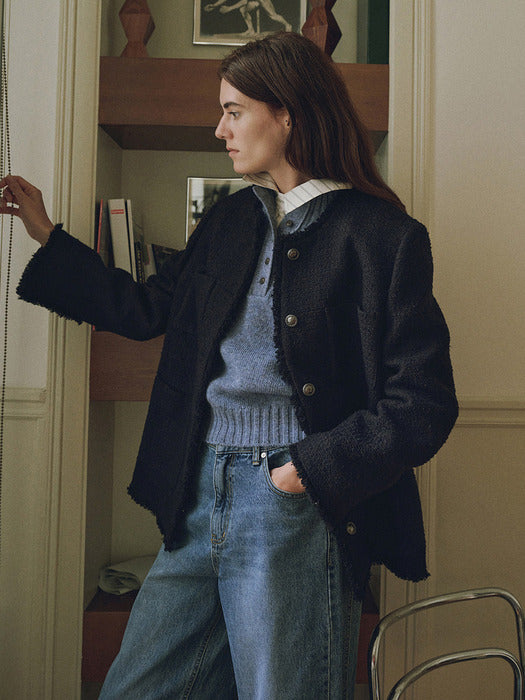 Loeuvre [EXCLUSIVE] Oversized tweed jacket