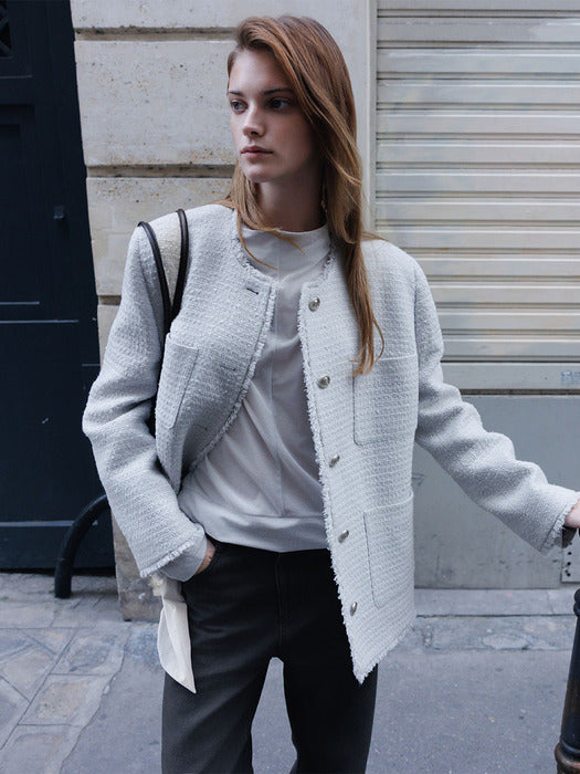 Loeuvre [EXCLUSIVE] Oversized tweed jacket