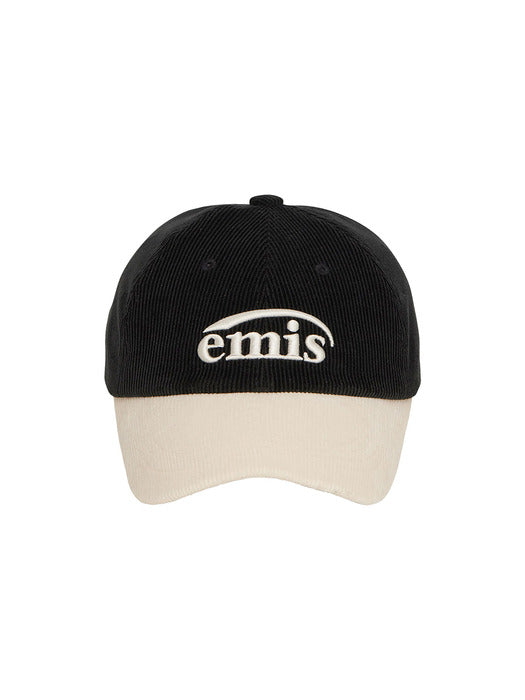 Emis Corduroy Two-Tone Ball Cap-Black