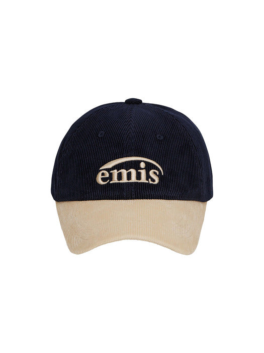 [emis] CORDUROY TWO-TONE BALL CAP-NAVY