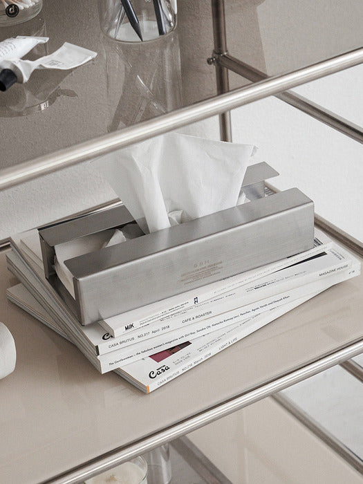Wconcept_Gbh_Home Stainless Steel Tissue Case Matt Silver Stainless Steel Tissue Case + 1 Refill Tissue Included