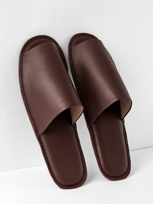 Wconcept_Gbh_Home X Grannyjeje Leather Slipper Brown (2 Sizes) Leather Room Slipper