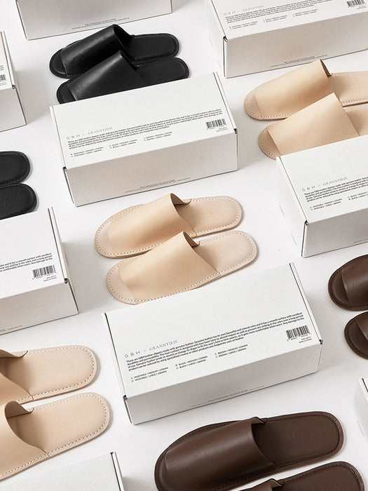 Wconcept_Gbh_Home X Grannyjeje Leather Slipper Brown (2 Sizes) Leather Room Slipper