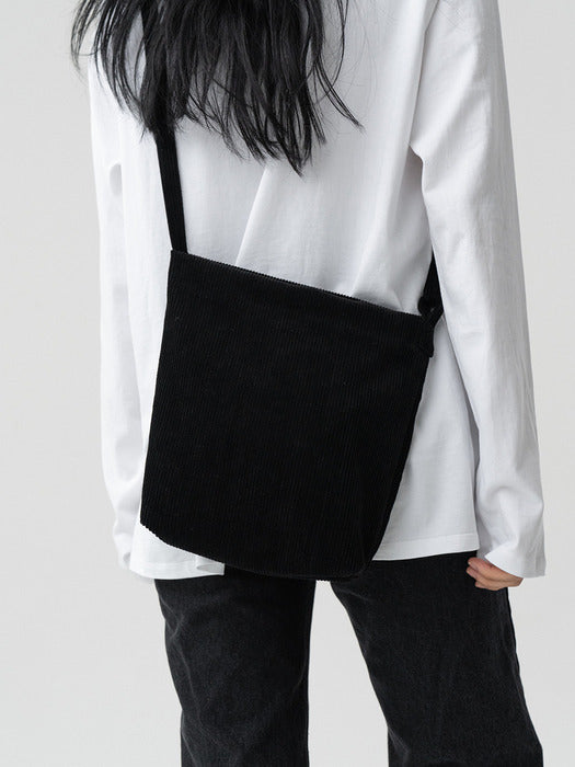 Wconcept_Gbh_Home Corduroy Tie Bag Black (2 Sizes) Corduroy Cross Bag