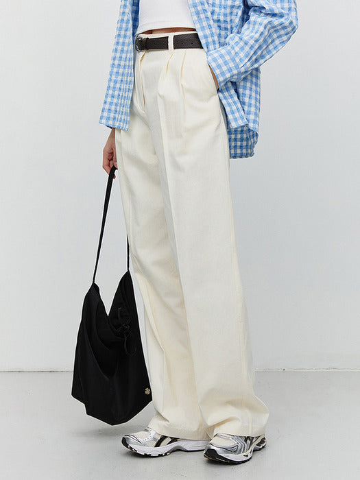 [dunst] DOUBLE PLEATED CHINO SLACKS IVORY_UDPA5A213IV