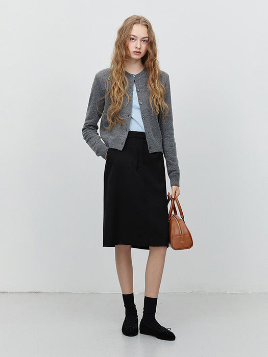 [dunst] ESSENTIAL CREWNECK KNIT CARDIGAN MELANGE GREY_UDSW5A209G2