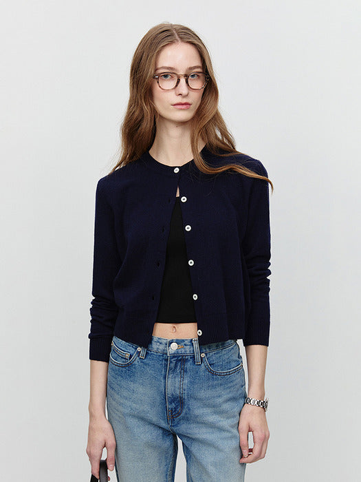 [dunst] ESSENTIAL CREWNECK KNIT CARDIGAN FRENCH NAVY_UDSW5A209N2