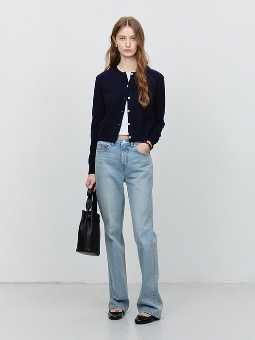 [dunst] ESSENTIAL CREWNECK KNIT CARDIGAN FRENCH NAVY_UDSW5A209N2