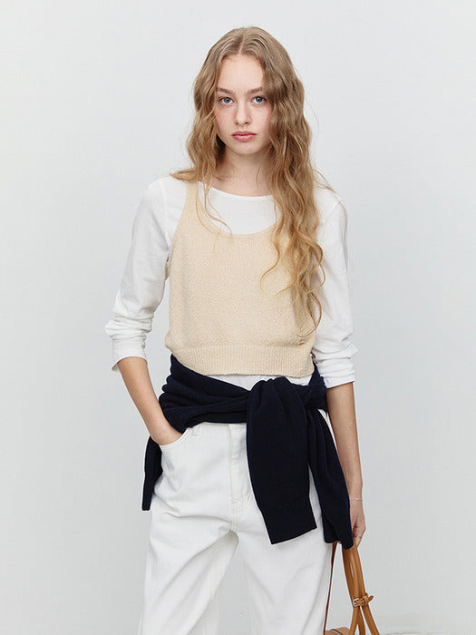 [dunst] BUSTIER KNIT TOP CREAM BEIGE_UDSW5A208I1