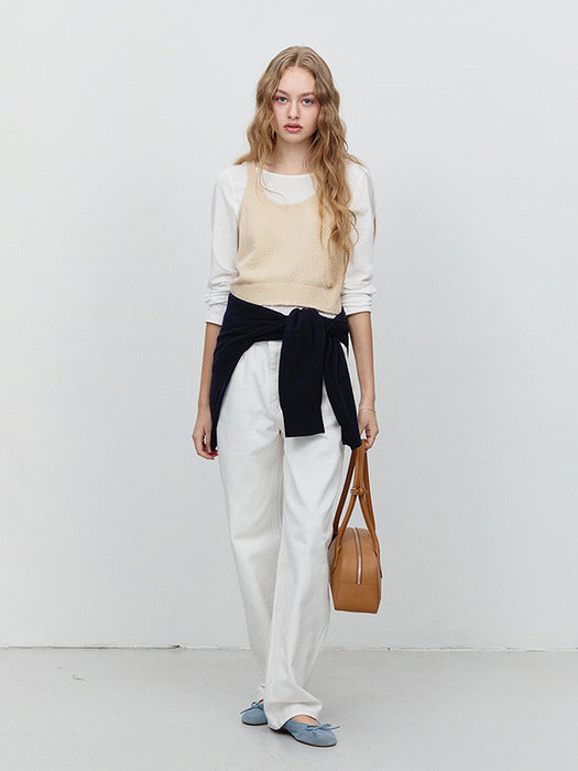 [dunst] BUSTIER KNIT TOP CREAM BEIGE_UDSW5A208I1