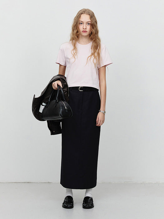 [dunst] H-LINE MAXI SKIRT BLACK NAVY STRIPE_UDSK5A203N3