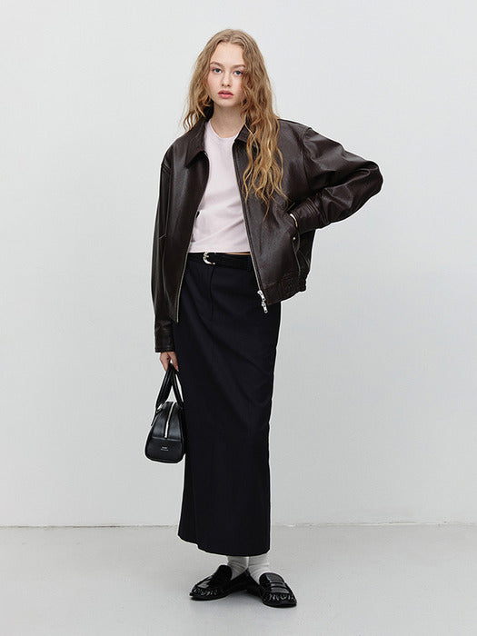 [dunst] H-LINE MAXI SKIRT BLACK NAVY STRIPE_UDSK5A203N3