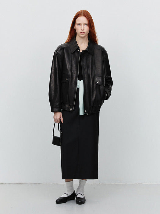 [dunst] H-LINE MAXI SKIRT BLACK_UDSK5A203BK