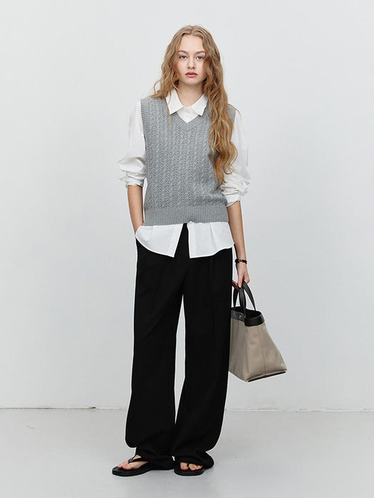 [dunst] DOUBLE PLEATED SLACKS BLACK_UDPA5A203BK