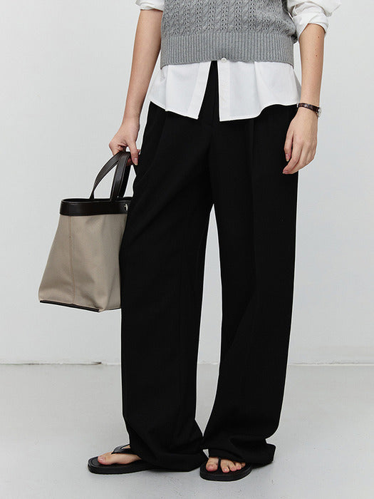 [dunst] DOUBLE PLEATED SLACKS BLACK_UDPA5A203BK