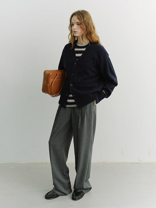 Dunst Double Pleated Slacks Melange Grey