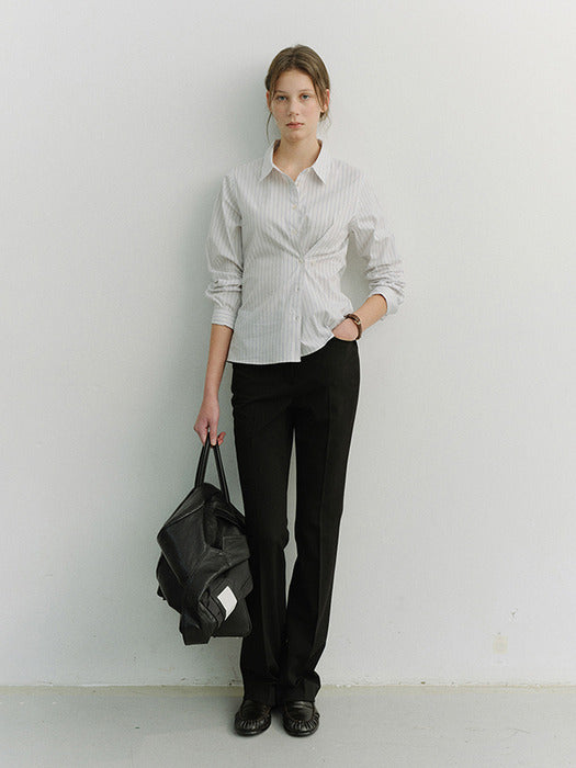 [dunst] SEMI BOOT-CUT SLIM SLACKS BLACK_UDPA6A201BK