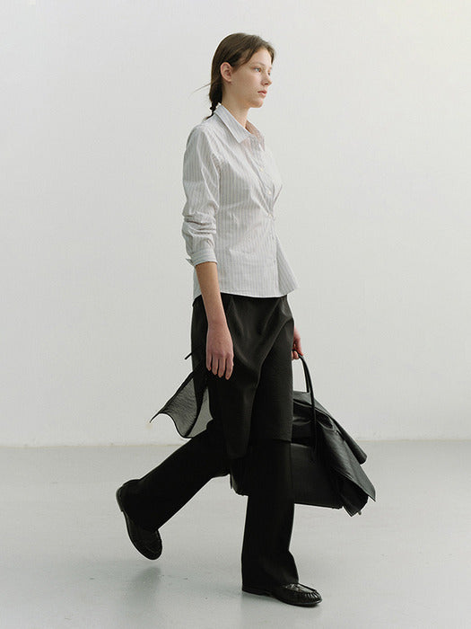 [dunst] SEMI BOOT-CUT SLIM SLACKS BLACK_UDPA6A201BK