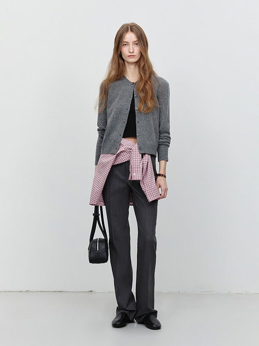 Dunst Semi Boot-Cut Slim Slacks Charcoal Grey