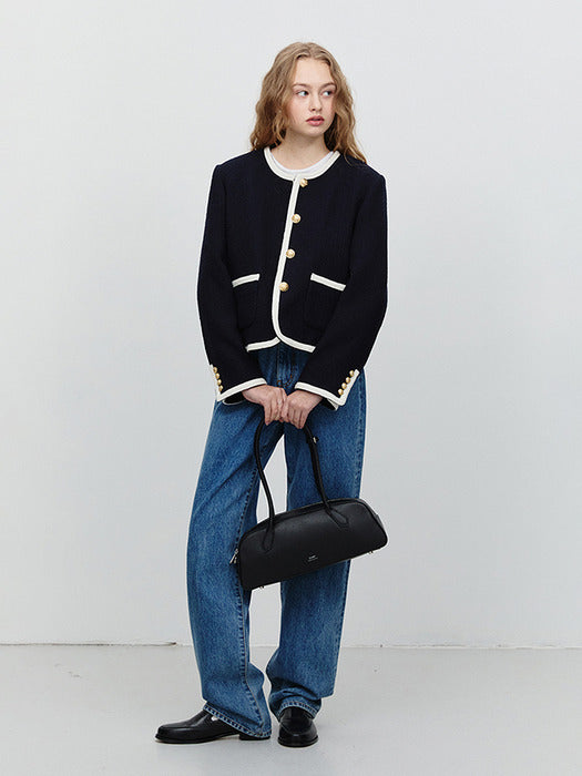 [dunst] CLASSIC BOUCLE TWEED JACKET NAVY_UDJA5A205N2