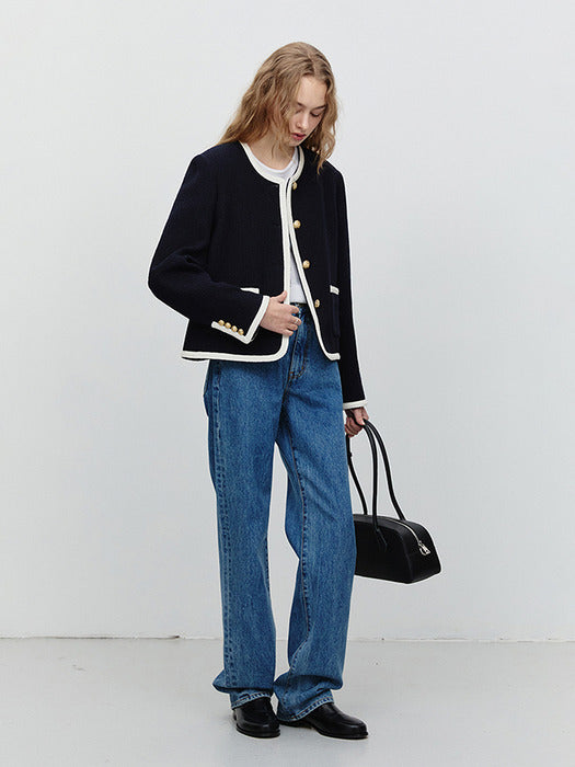 [dunst] CLASSIC BOUCLE TWEED JACKET NAVY_UDJA5A205N2