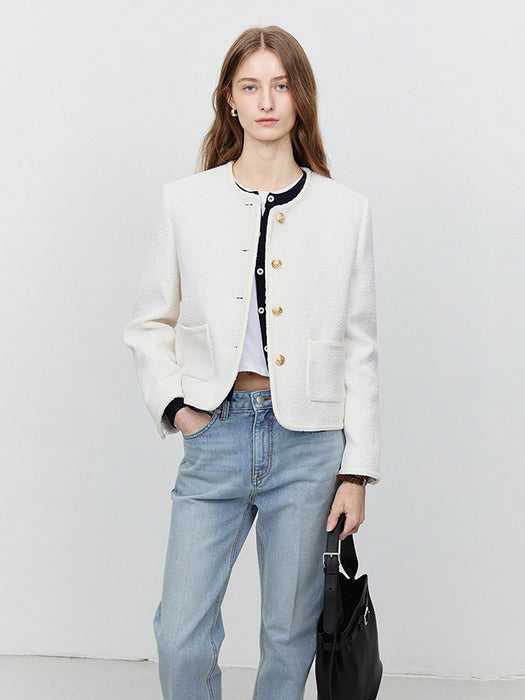 [dunst] CLASSIC BOUCLE TWEED JACKET CREAM_UDJA5A205CR