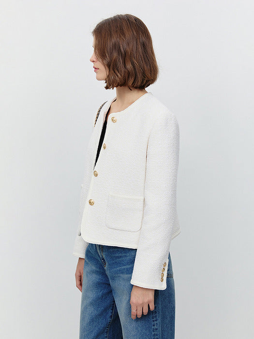 [dunst] CLASSIC BOUCLE TWEED JACKET CREAM_UDJA5A205CR