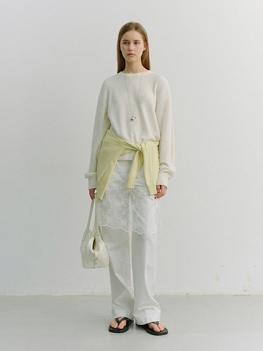 [dunst] UNISEX BUTTONED CREWNECK SWEATER IVORY_UDSW6A107I1