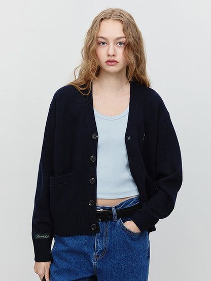 UNISEX ESSENTIAL LOGO KNIT CARDIGAN DEEP NAVY_UDSW5A102N3