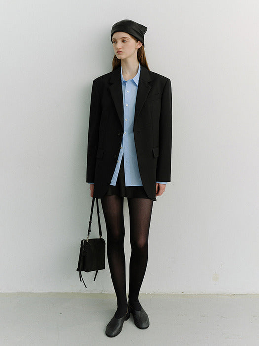 [dunst] UNISEX 2 BUTTON WOOL BLAZER BLACK_UDJA6A102BK