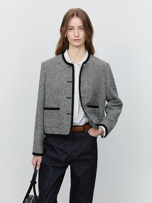 [dunst] CLASSIC BOUCLE TWEED JACKET CHECK_UDJA5A205MU