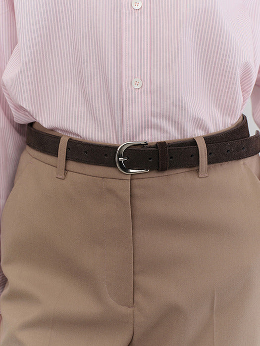 [dunst] D-BUCKLE SUEDE BELT ESPRESSO_UDBE5E209W2