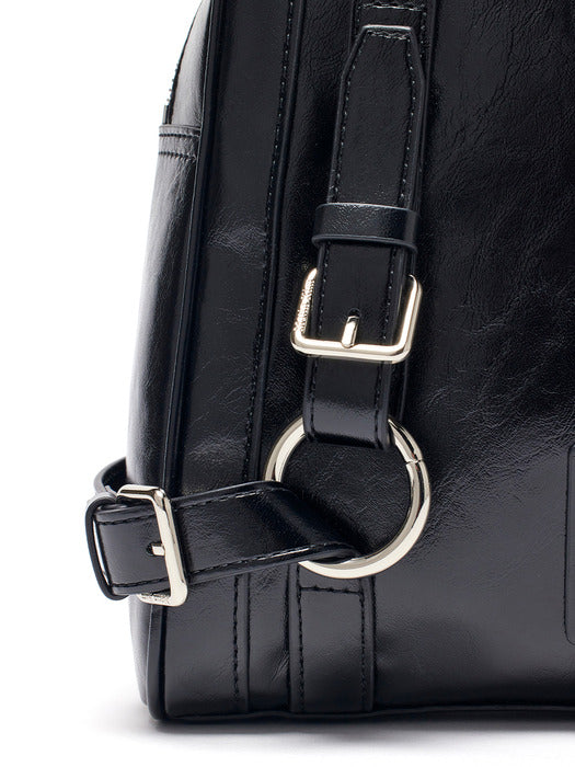 BIKER DETAIL SQUARE SHOULDER BAG IN BLACK