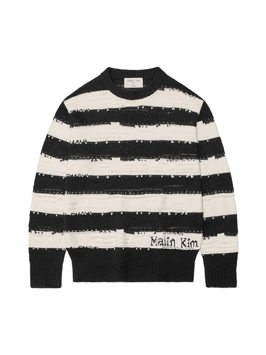 STRIPE VINTAGE LOOSE PULLOVER FOR WOMEN IN BLACK