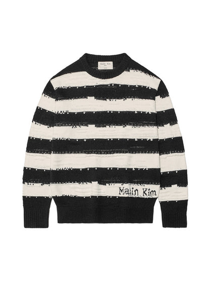 STRIPE VINTAGE LOOSE PULLOVER FOR WOMEN IN BLACK