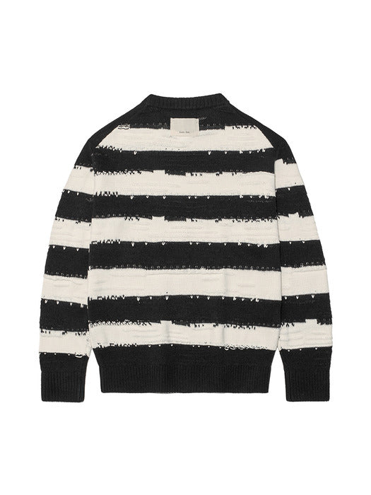 STRIPE VINTAGE LOOSE PULLOVER FOR WOMEN IN BLACK