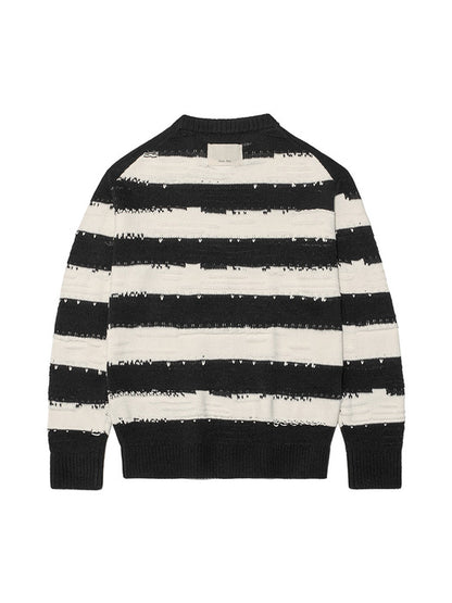 STRIPE VINTAGE LOOSE PULLOVER FOR WOMEN IN BLACK