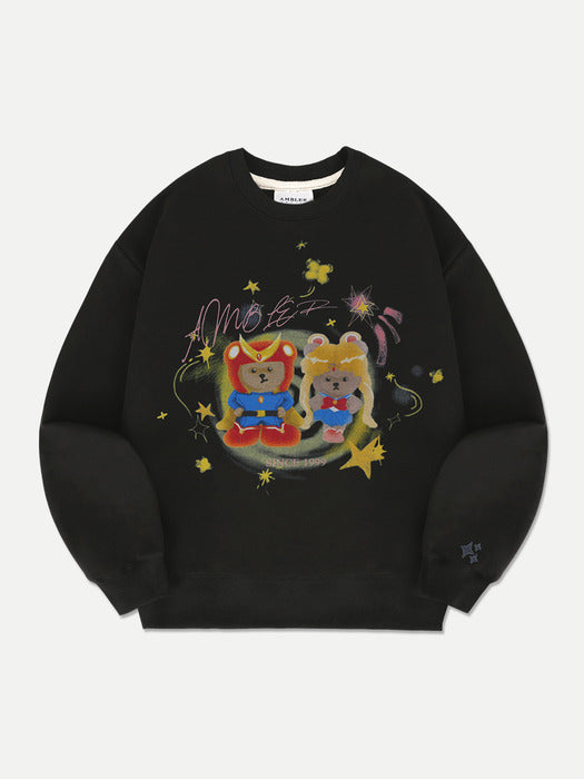 [ambler] Hero of spring Sweatshirts AMM1304 (Black)