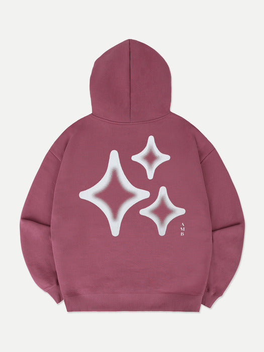 [ambler] Three stars Hoodie AHP1204 (Pink)