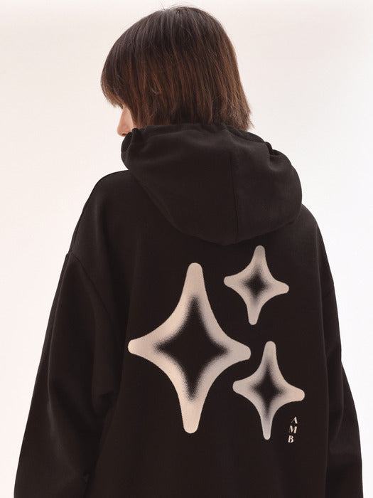 [ambler] Three stars Hoodie AHP1204 (Black)